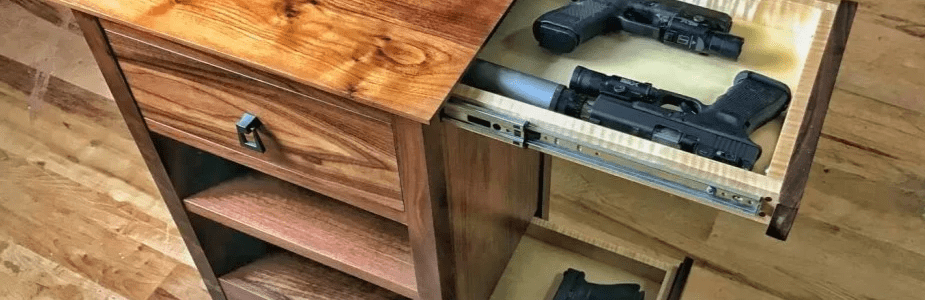 An end table that has hidden compartments for your guns to illustrate how to hide a gun safe in plain sight. Image from medium.com.