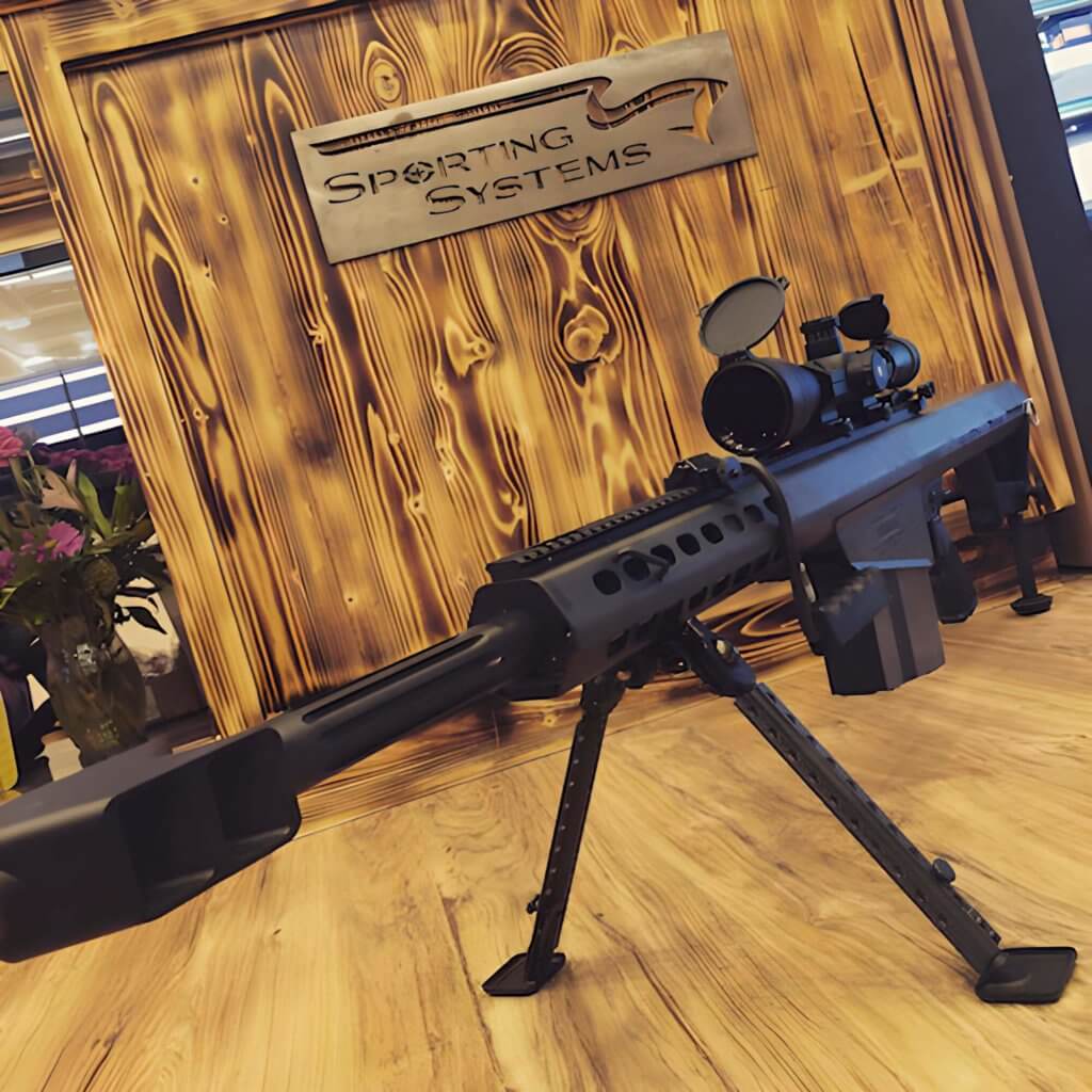Photo of a precision rifle with a mounted tripod